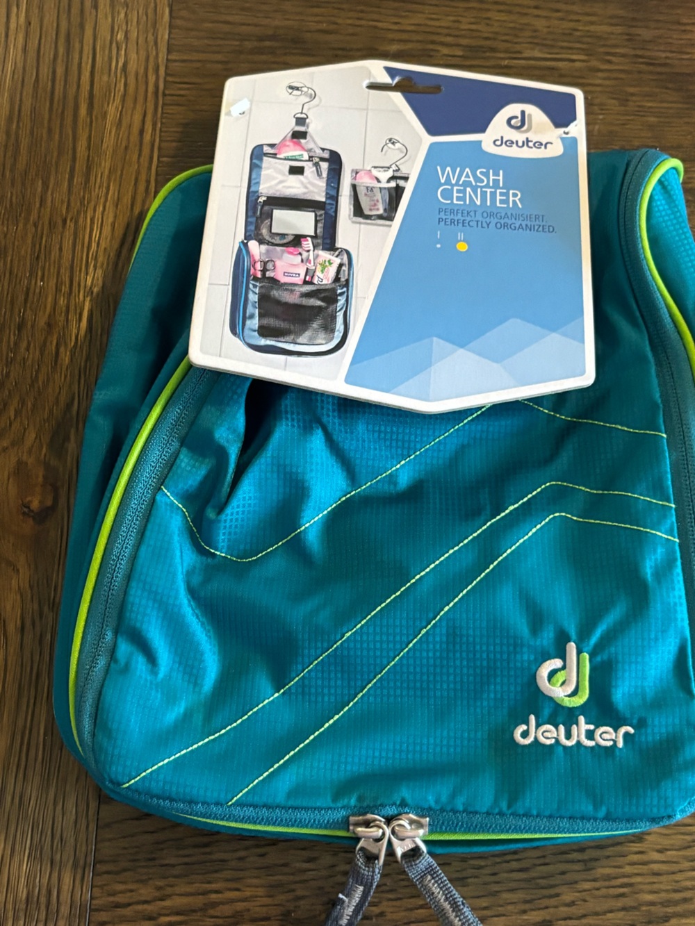 Deuter Wash Center Travel Bag — Teal with Lime Accents